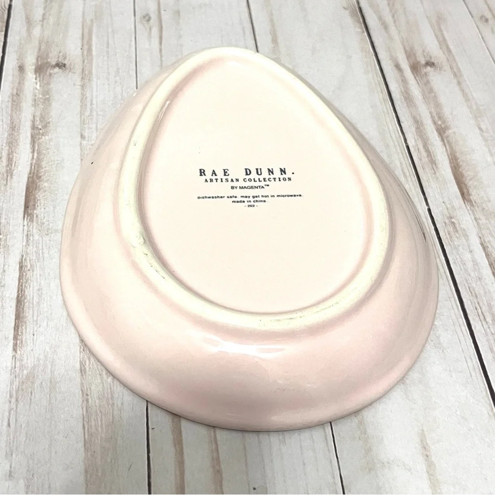 Rae Dunn Easter Pink Egg-Shaped Plate Decor “PEEP, PEEP”